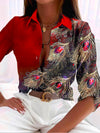 Dames blouse met pauwenveerprint - elegante geprinte top
