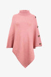 Dames poncho trui - stijlvolle brei met hoge kraag