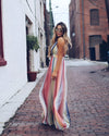 Dames maxi jurken met luchtige gestreepte laila print - lichtgewicht stof voor casual momenten