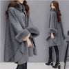 Wollen cape jas - elegante damescape met imitatiebont afwerking - Bakkermode.nl