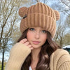 Gebreide beanie - damesmuts met berenoren
