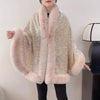 Dames faux fur cape - sprankelende pailletten warme pluche jas