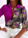 Dames blouse met pauwenveerprint - elegante geprinte top