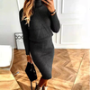 2-delig gebreid co-ords set - stijlvolle dames turtleneck top en midi rok - Bakkermode.nl