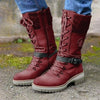 Warme dameslaarzen met antislipzool - comfortabele winterlaarzen met vetersluiting - Bakkermode.nl