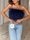 Bandeau top met veren details - trendy dames crop top