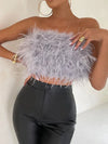 Bandeau top met veren details - trendy dames crop top