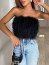 Bandeau top met veren details - trendy dames crop top
