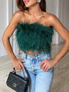 Bandeau top met veren details - trendy dames crop top