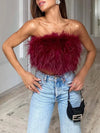 Bandeau top met veren details - trendy dames crop top