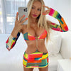 Regenboog bikini set met rok en mouwen - Bakkermode.nl
