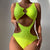 Neon geel badpak met uitsparingen en O-ring detail - Bakkermode.nl