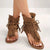 Bruine sandalen met franjes en veters - Bakkermode.nl