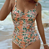 Bloemenpatroon badpak - stijlvolle beige dames badpak