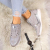 Dames sneakers - veelzijdige grijze veterschoenen met uitstekende steun