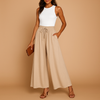 Dames wijde broek met hoge taille - chic casual kantoorstijl voor elke dag