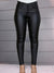 Zwarte high-waisted skinny jeans - trendy faux leren broeken voor dames