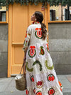 Dames maxi jurk met bloemenborduur - multicolour katoenen zomeroutfit