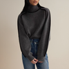Gebreide trui met col - oversized dames trui met contrasterende accenten - Bakkermode.nl