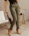 Cargo jeans - chique grijze damesbroek met zakken