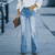 Dames flared jeans high-waisted casual broeken - trendy lichtblauwe bootcut & flared stijl