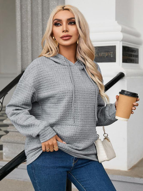 Knusse wafelgebreide hoodie dames casual oversized trui Bakkermode