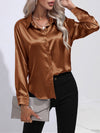 Satin blouse met knopen - elegante dames blouse met lange mouwen