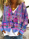 Dames gebreide cardigan - schattige oversized trui met bloemenborduring