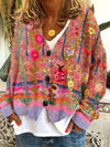 Dames gebreide cardigan - schattige oversized trui met bloemenborduring