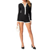 Dames jumpsuit met lange mouwen - casual dagoutfit in elegant zwart met witte accenten