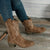 Camel cowboylaarzen - dames geborduurde enkelboots met blokhak