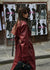 Lange leren trenchcoat - elegante rode damesjas - Bakkermode.nl