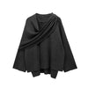 Gebreid damesvest met asymmetrisch sjaaldetail - korte jas in zwarte kleur - Bakkermode.nl
