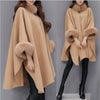 Wollen cape jas - elegante damescape met imitatiebont afwerking - Bakkermode.nl
