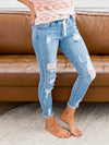 Dames distressed skinny jeans met trekkoord - veelzijdige stretch denim broek voor casual gelegenheden