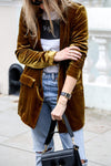 Fluwelen blazer - stijlvolle lange damesjas voor casual en elegante looks - Bakkermode.nl
