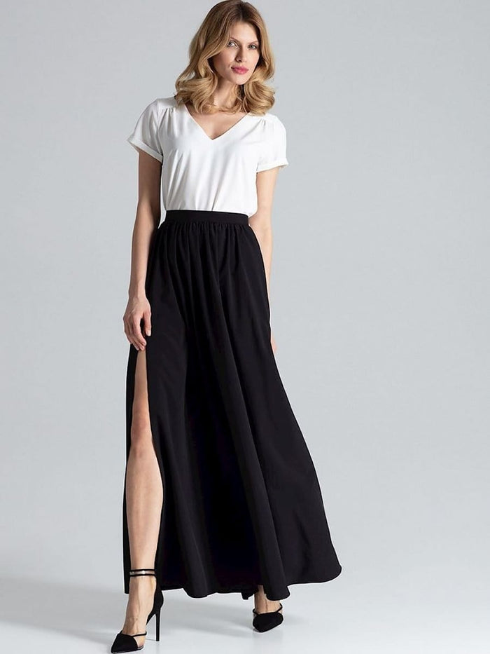 Zwarte maxi rok met split Bakkermode