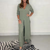 3-delige stijlvolle dames co-ord set - elegante lange tuniek en broek