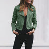 Dames leren bikerjack - trendy fitted groene jas