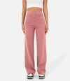 Dames wijde pijpen broek met hoge taille en knoopdetails - stijlvolle everyday wear met praktische zakken