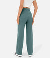Dames wijde pijpen broek met hoge taille en knoopdetails - stijlvolle everyday wear met praktische zakken
