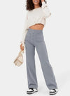Dames wijde pijpen broek met hoge taille en knoopdetails - stijlvolle everyday wear met praktische zakken