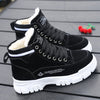 Hoge winterboots - dames sneakers met nepleren bontvoering