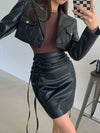 Gerimpelde imitatieleer mini rok - Bakkermode.nl