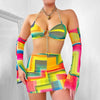 Regenboog bikini set met rok en mouwen