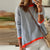 Gestreepte pullover - gezellige blauwe en witte trui met oranje afgewerkte details voor dames