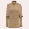 Khaki oversized gebreide poncho jurk - trendy stijl voor dames