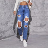 Dames hoge taille ripped jeans - distressed denim casual wear voor stijlvolle vrouwen