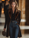 Velours jas - elegante bruine damesjas met revers en zakken