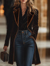 Velours jas - elegante bruine damesjas met revers en zakken